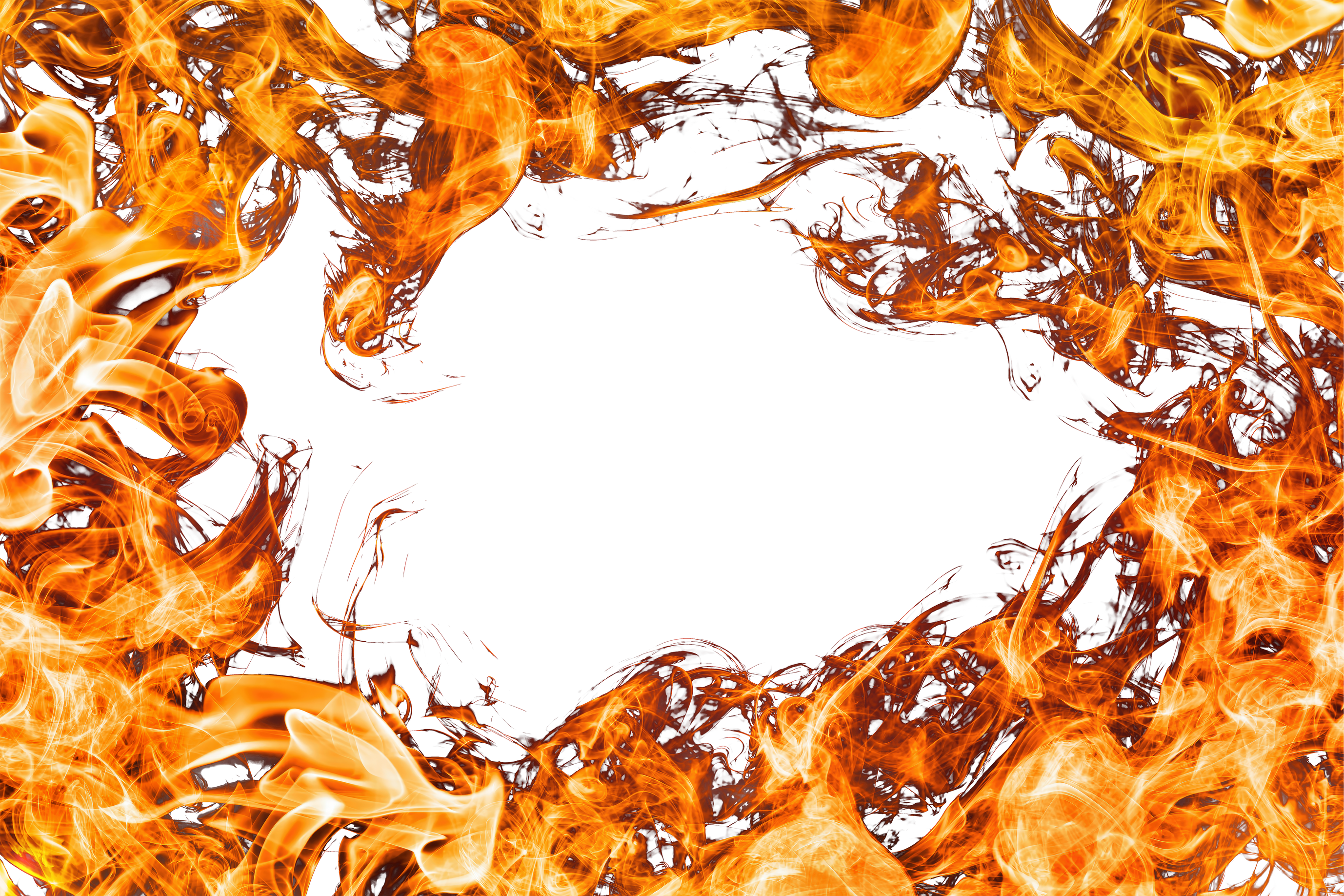 Fire flames burn overlay on transparent background